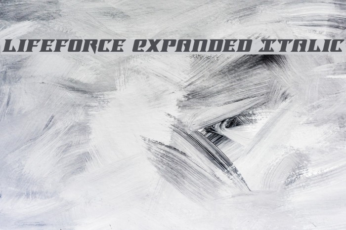 Lifeforce Expanded Italic Font examples
