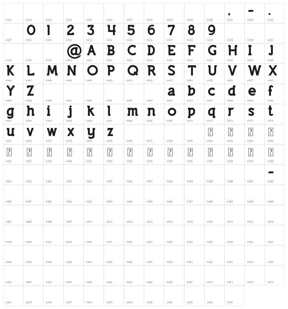 Lifestyle Rounded M54 Character Map