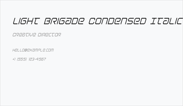 Light Brigade Condensed Italic Business Card