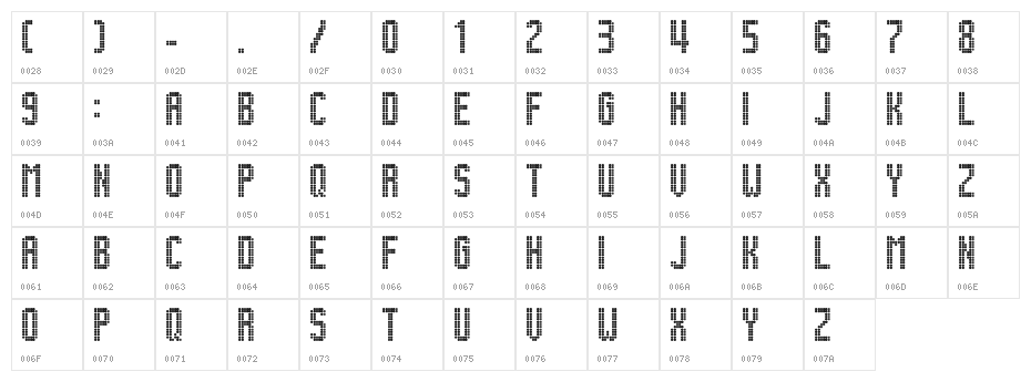 Lightdot 13x6 Regular Character Map