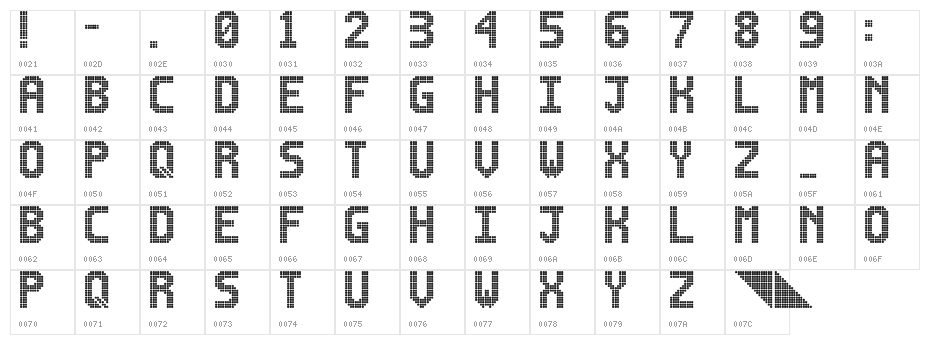 Lightdot 16x10 Regular Character Map