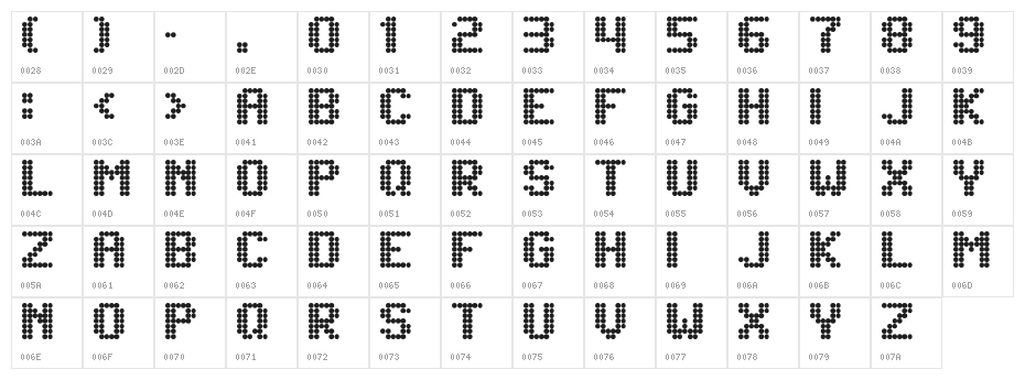 Lightdot 7x6 Regular Character Map