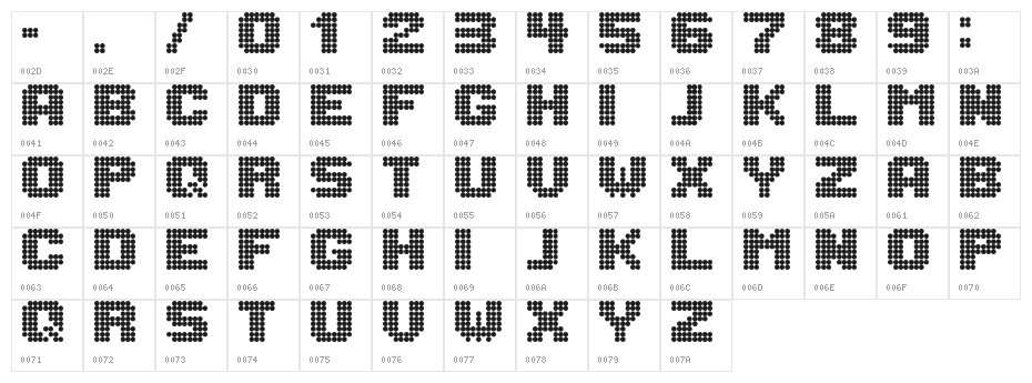 Lightdot 8x8 Regular Character Map