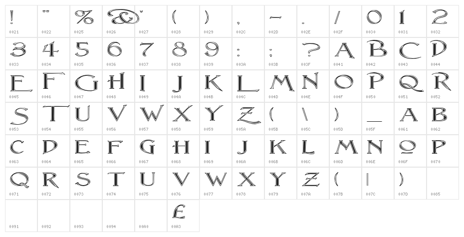 Lightfoot Fluted Extra-expanded Regular Character Map