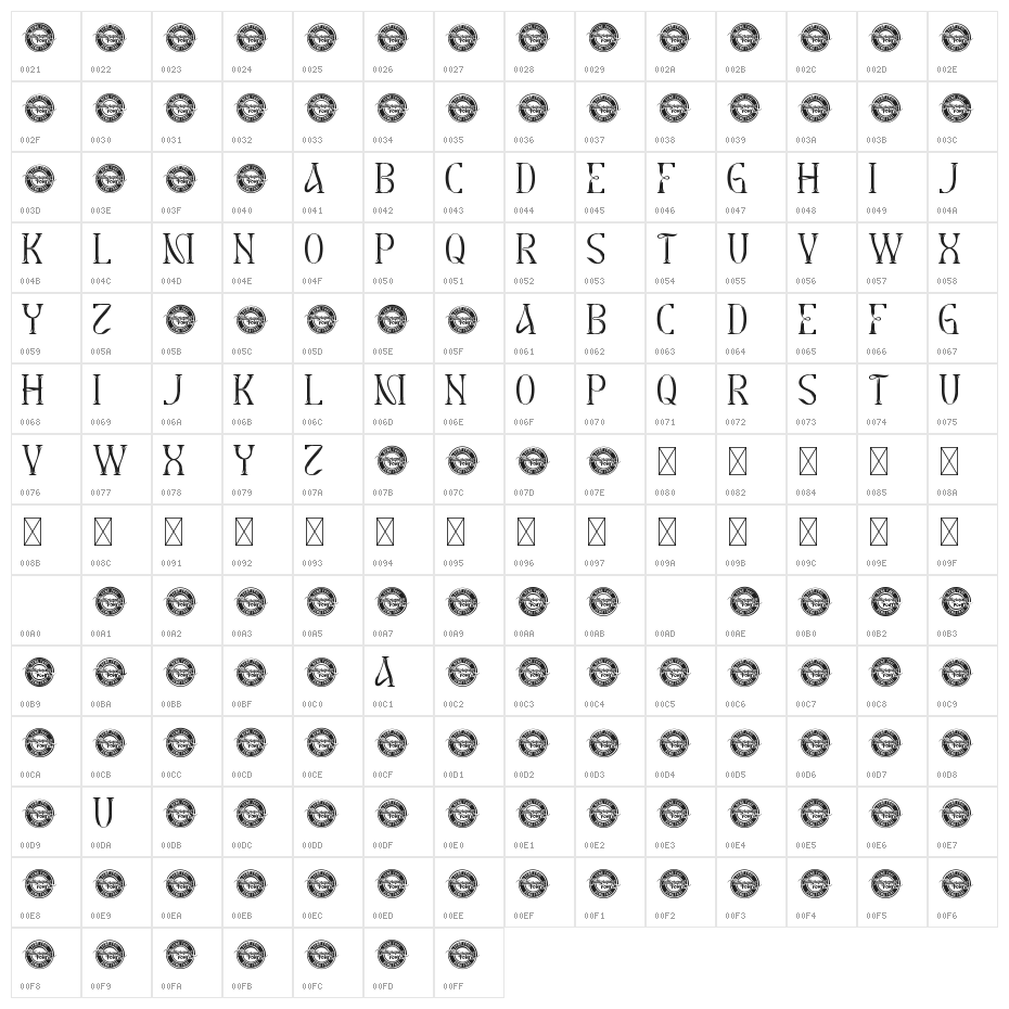 Lightly Brush Demo Character Map