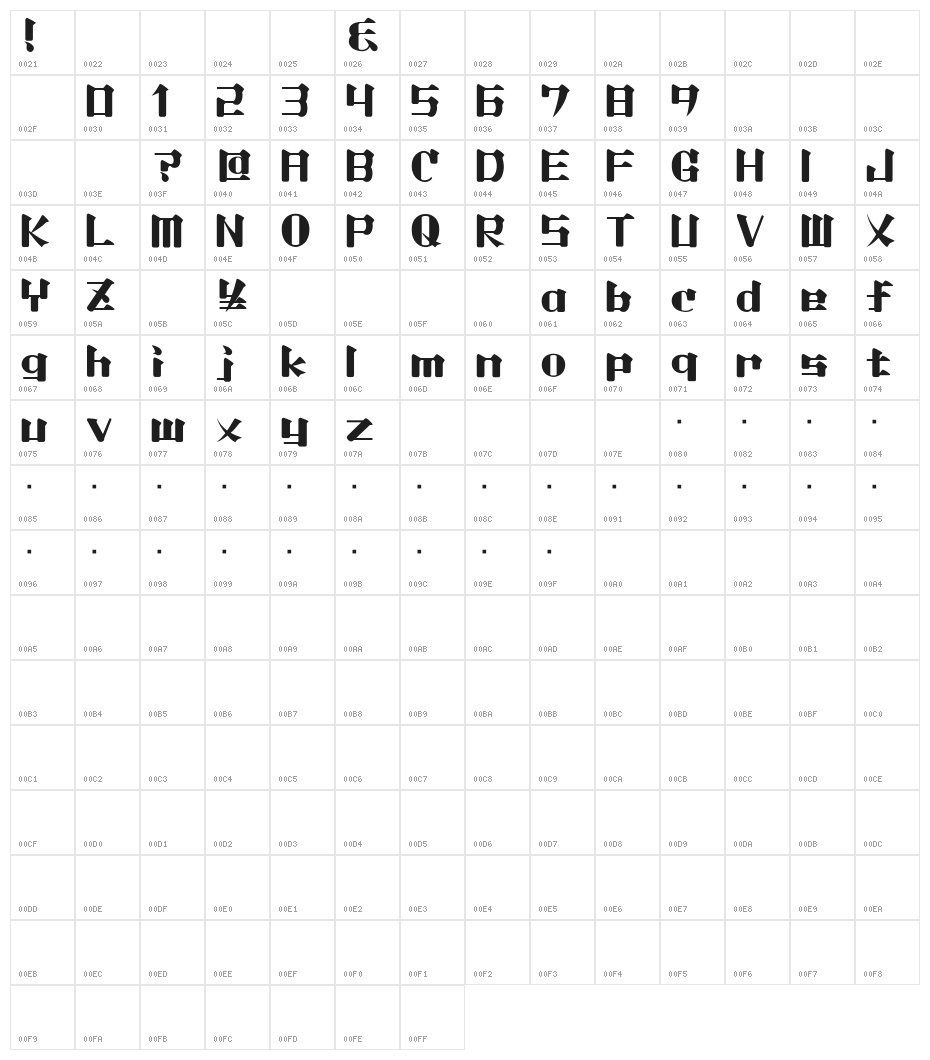Lightmorning Character Map