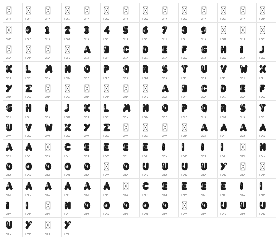 Lightning Bold Character Map