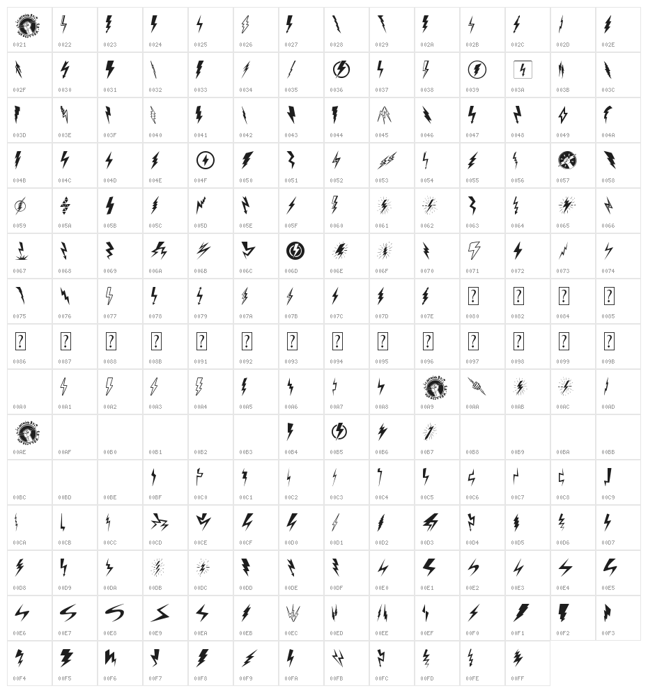 Lightning Bolt Character Map