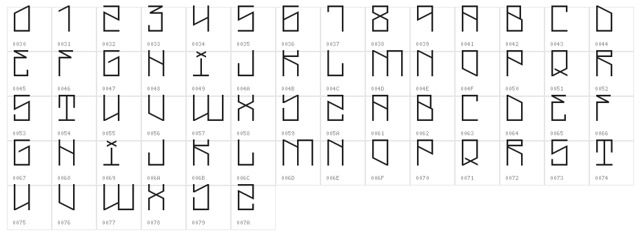 Lightning Cruz Regular Character Map