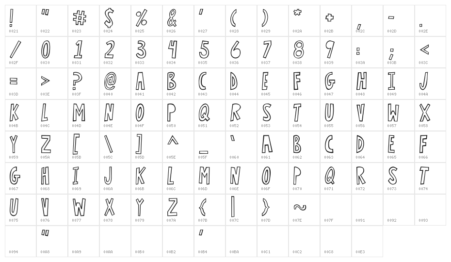 Lightning Regular Character Map