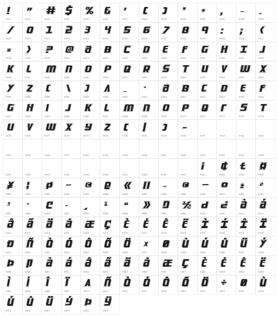 Lightsider Academy Regular Character Map