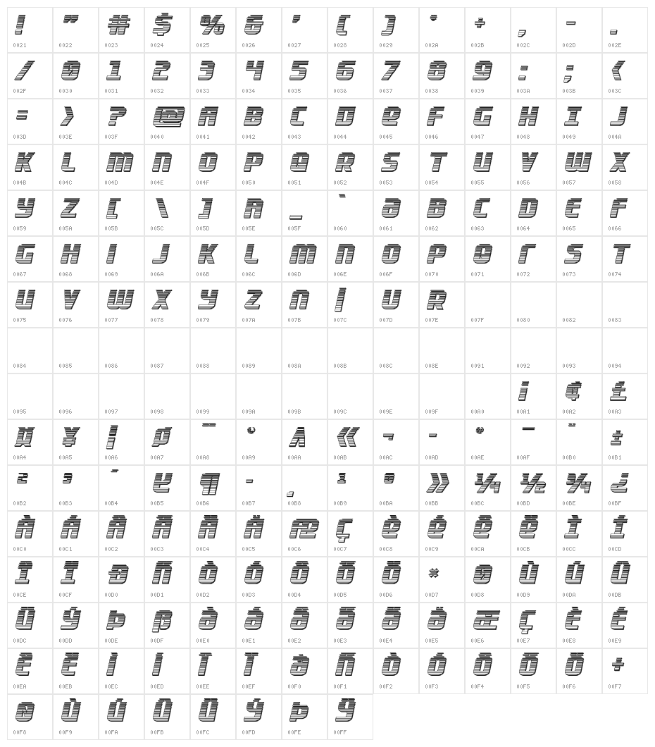 Lightsider Chrome Character Map