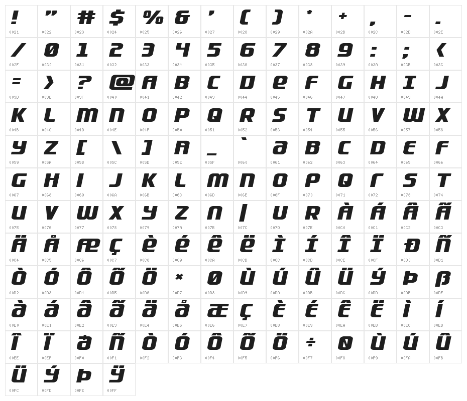 Lightsider Expanded Character Map