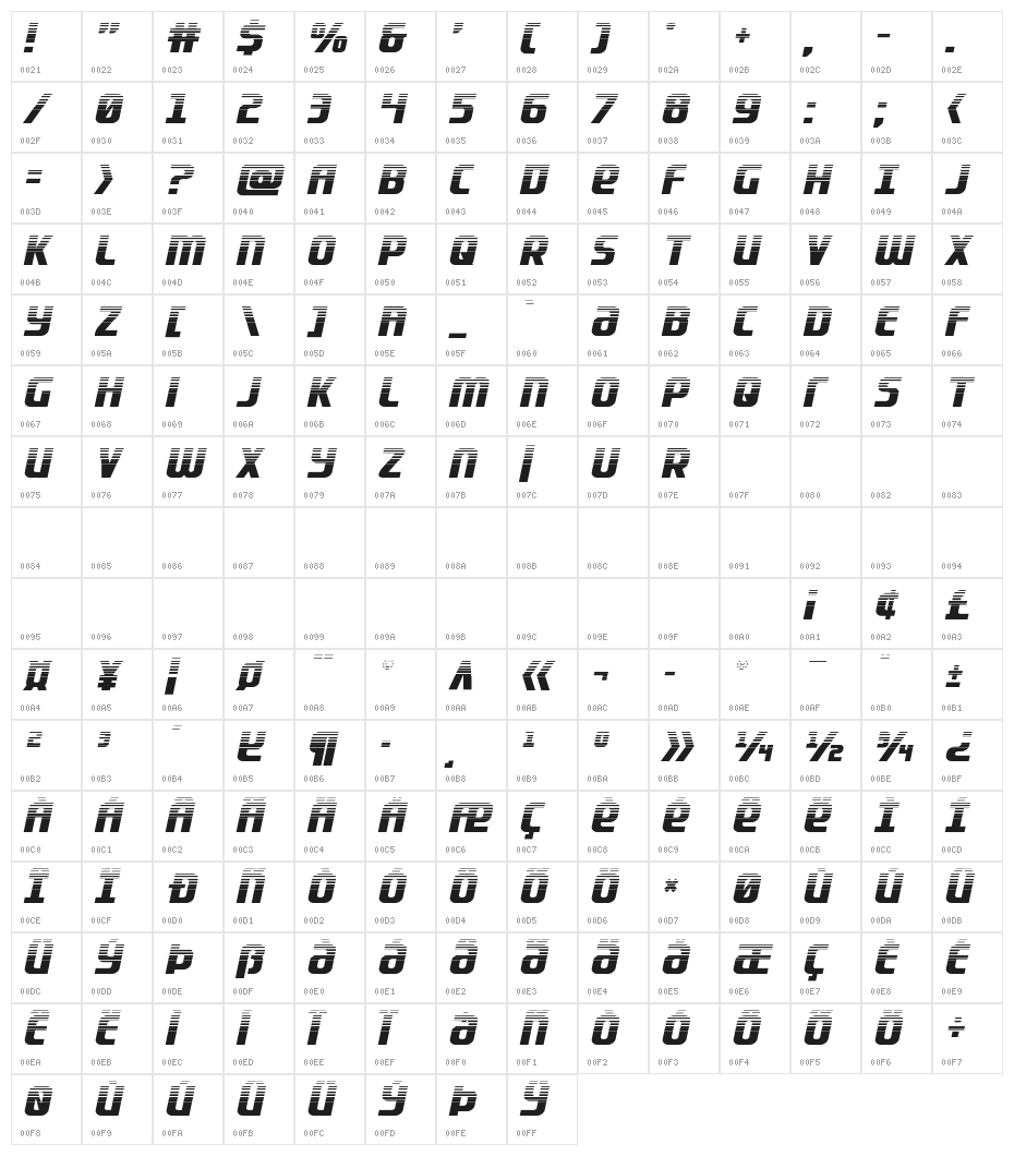 Lightsider Halftone Character Map