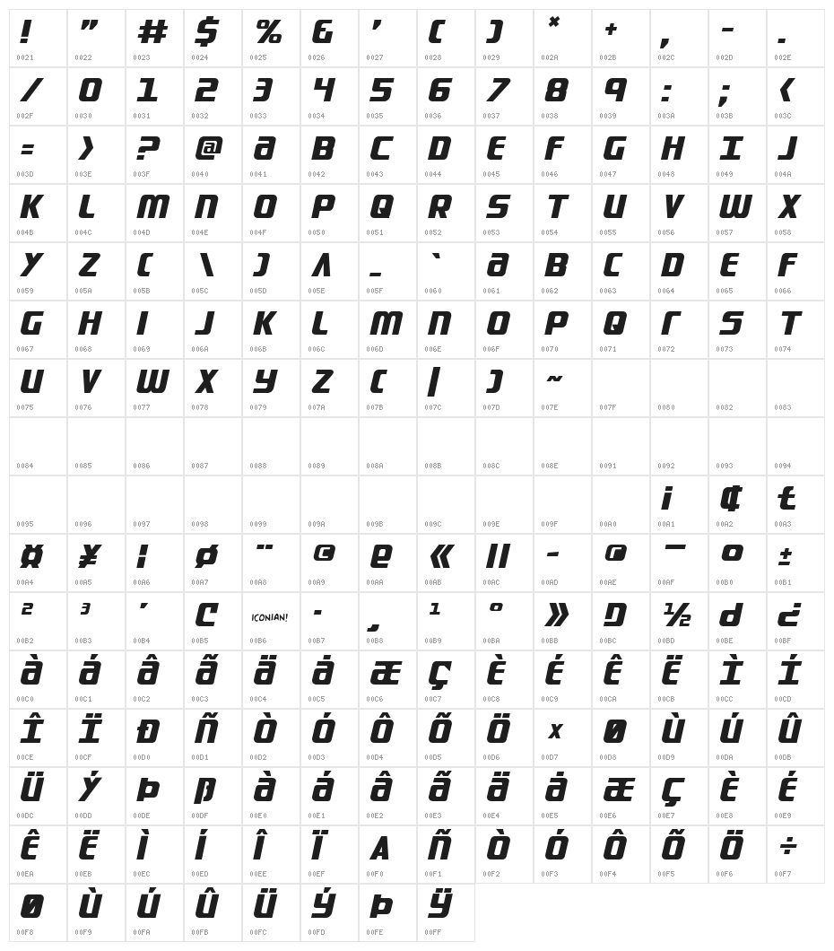 Lightsider Regular Character Map