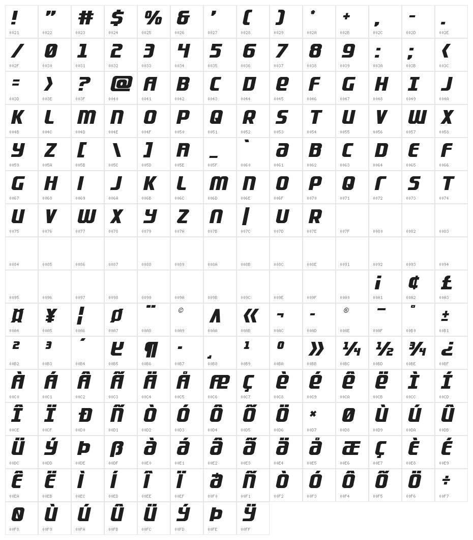 Lightsider Character Map