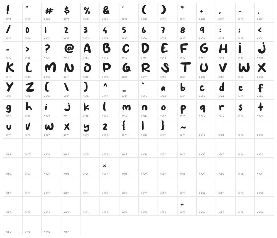 Like Snow Character Map