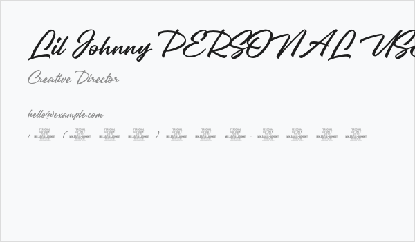 Lil Johnny PERSONAL USE ONLY Regular Business Card