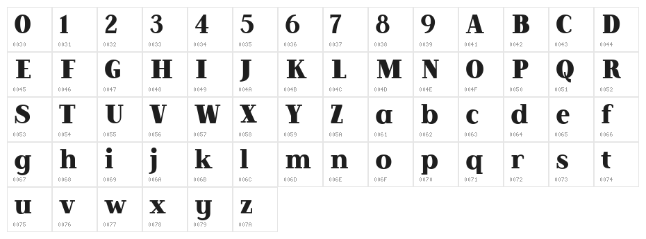Lilac Block Demo Bold Character Map