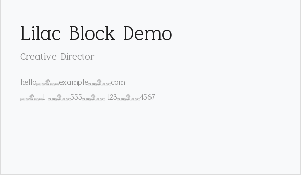 Lilac Block Demo Business Card