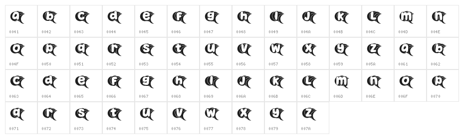 Lilly Regular Character Map