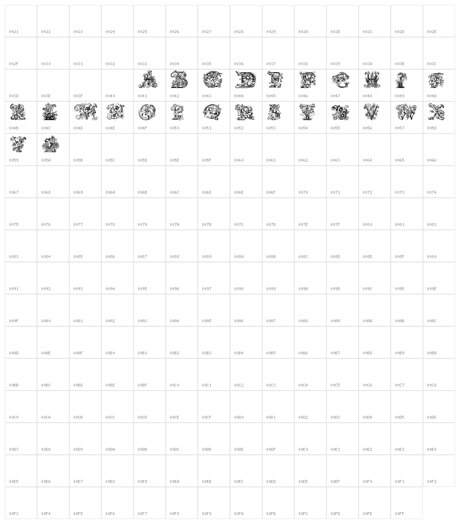 Lime Blossom Caps Character Map