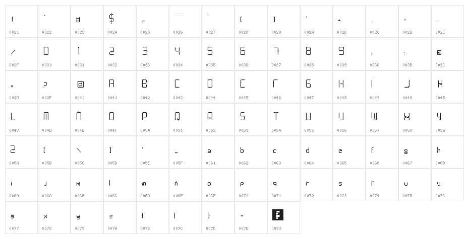 Limh Regular Character Map