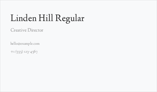 Linden Hill Regular Business Card