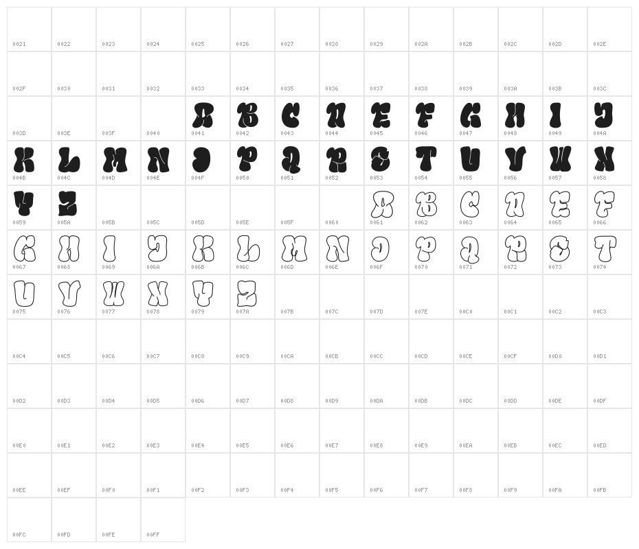 Line Gravity DEMO Regular Character Map