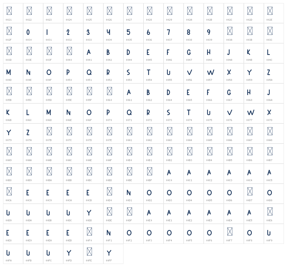 Line Love Display Character Map