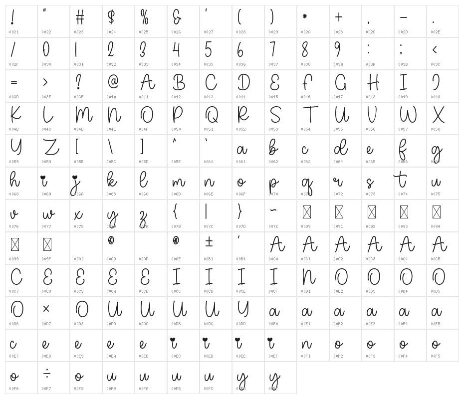 Line Love Character Map