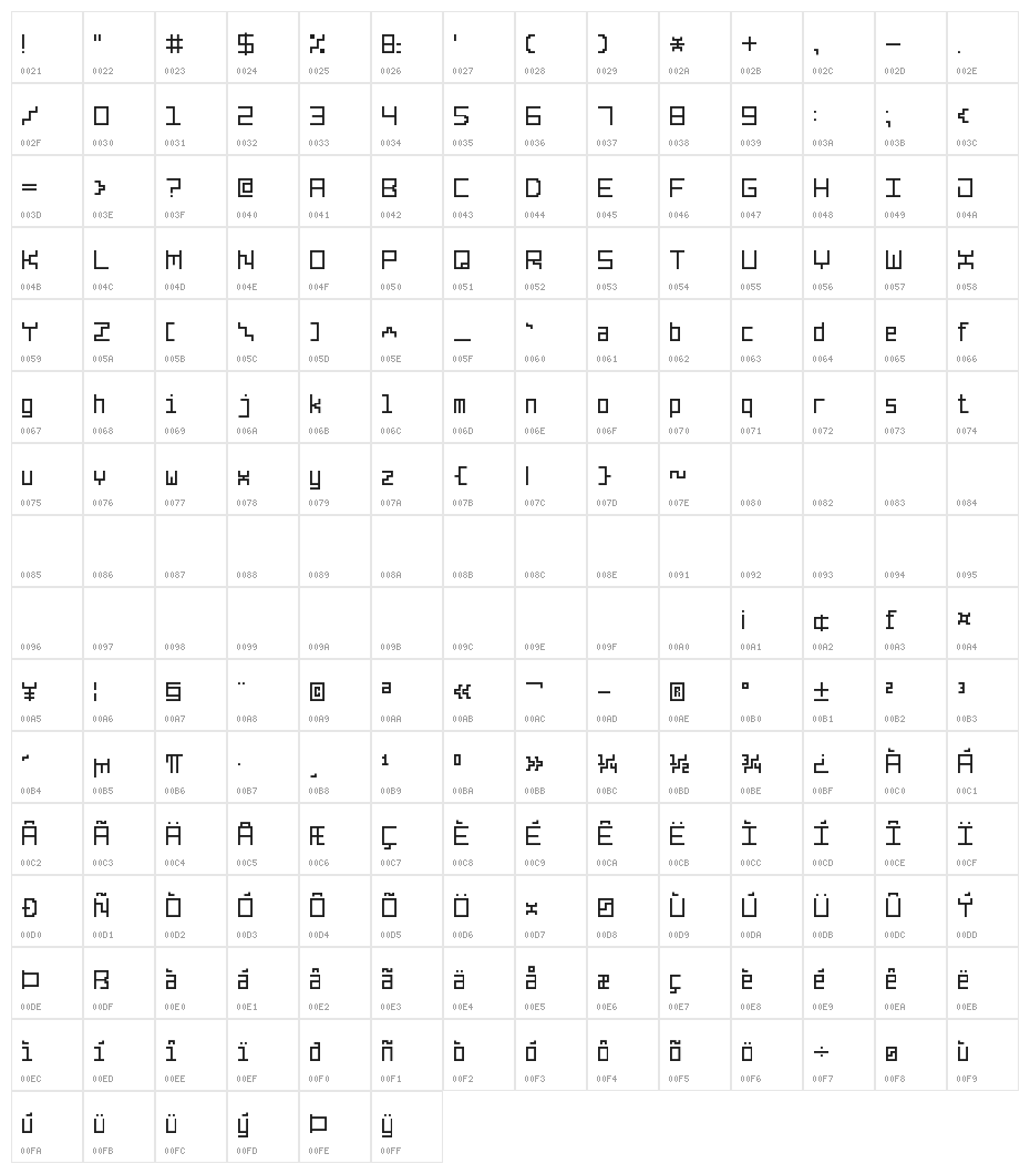 Line Pixel-7 Character Map