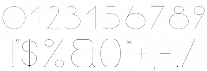 Line style UltraLight Font OTHER CHARS