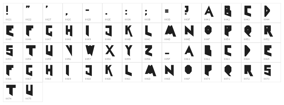 LineLineShapeClean Character Map