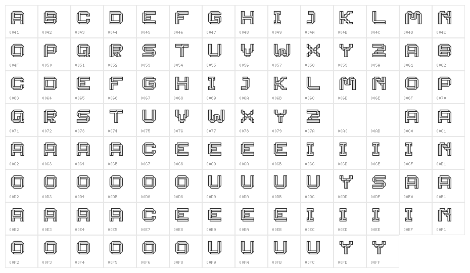Linee-DEMO Character Map