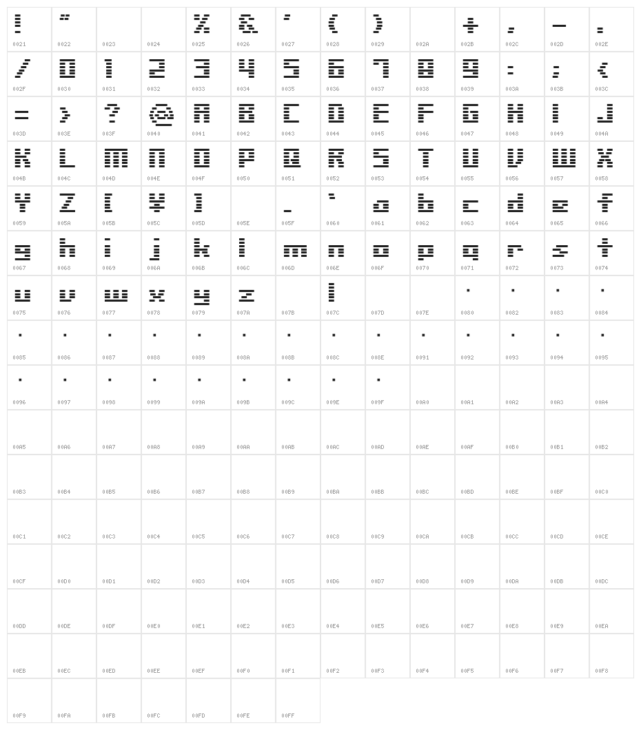 Liner HH Character Map