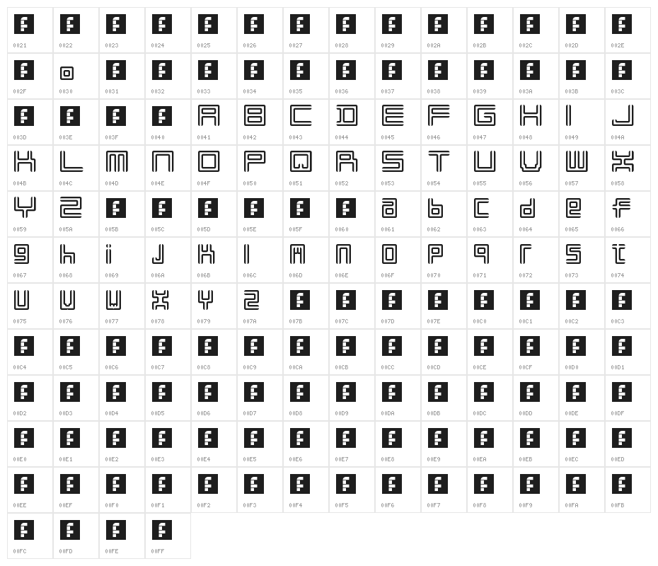 Liner Regular Character Map
