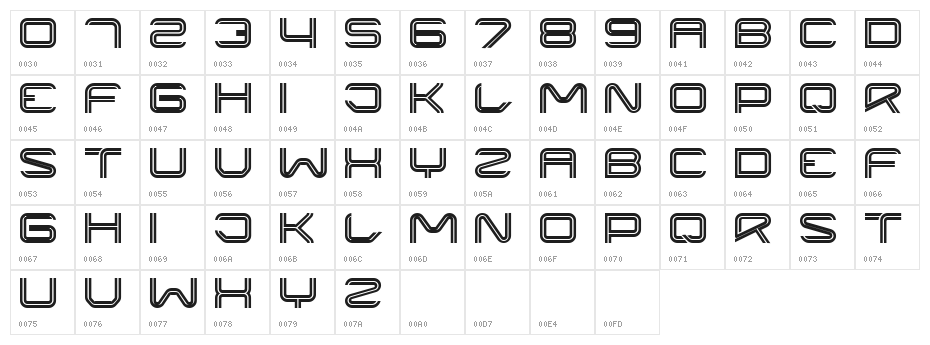 Liner Regular Character Map