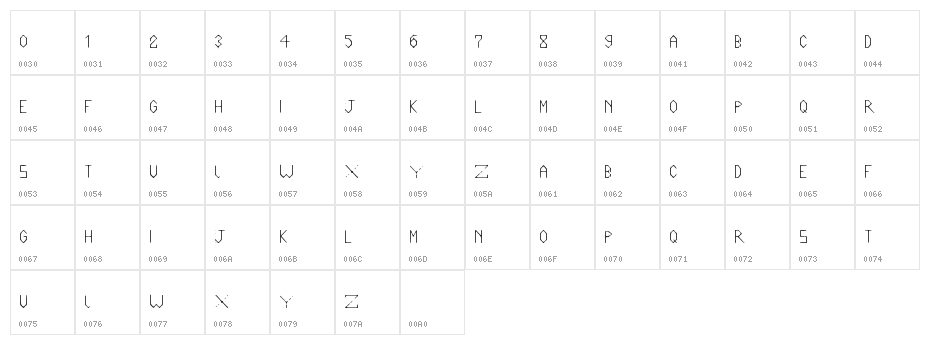 Liner34 Character Map