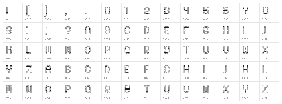 Linerine Regular Character Map