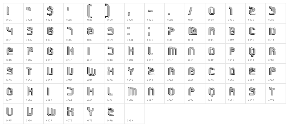 Linesa Regular Character Map
