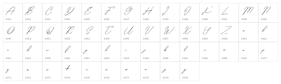 Linestorys Free Regular Character Map