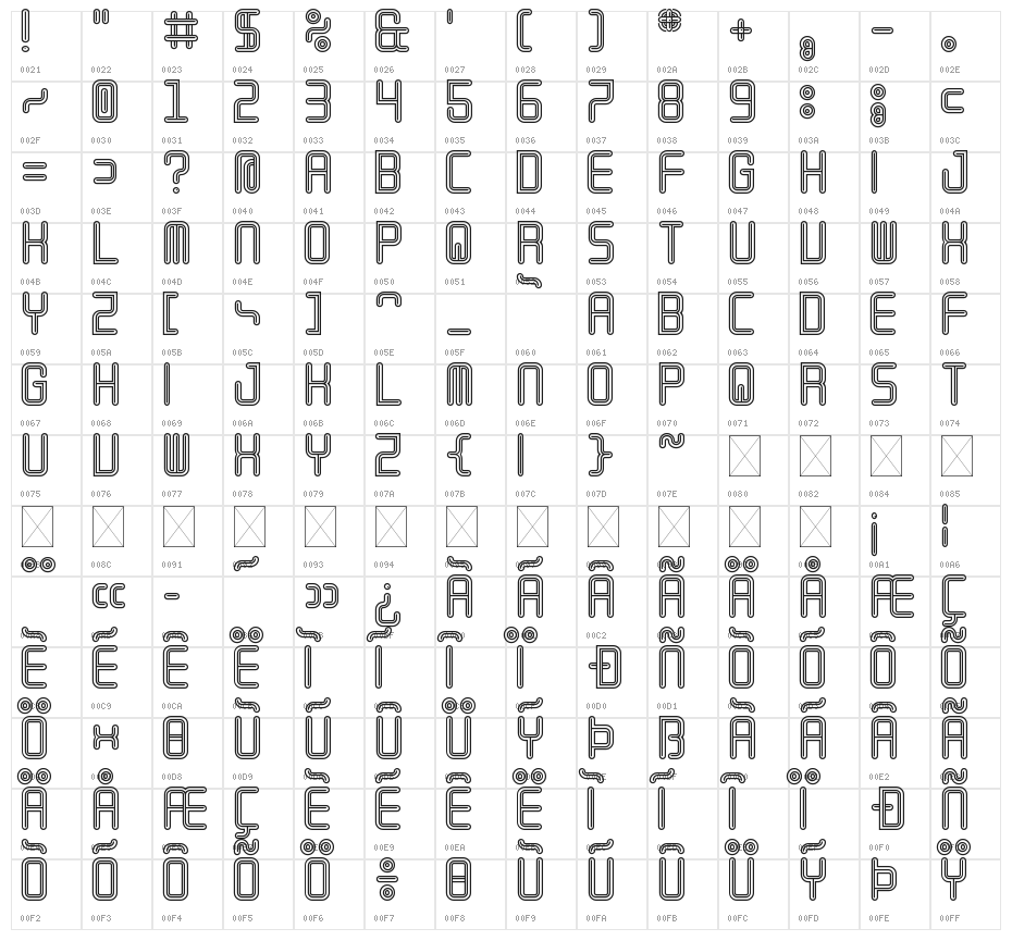 Linestrider Rounded Regular Character Map