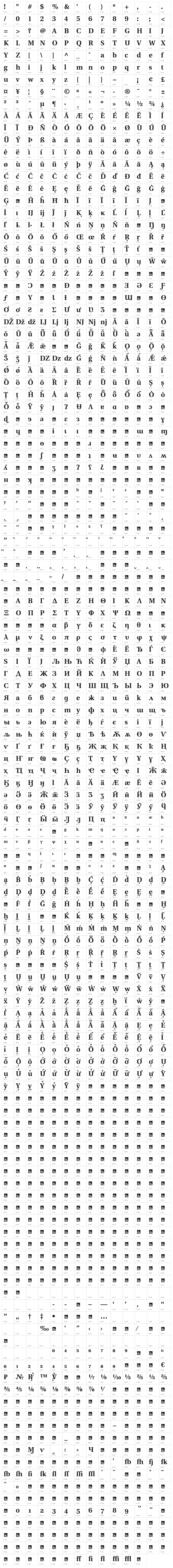 LinguisticsPro-Bold Character Map