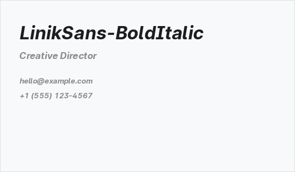 LinikSans-BoldItalic Business Card