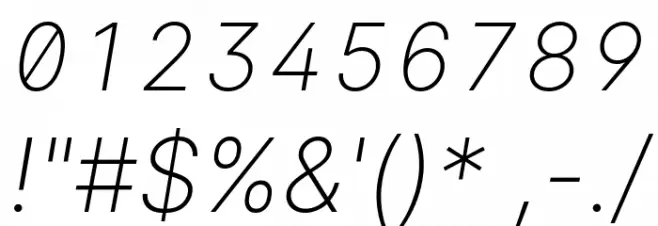 LinikSans-ExtraLightItalic Font OTHER CHARS