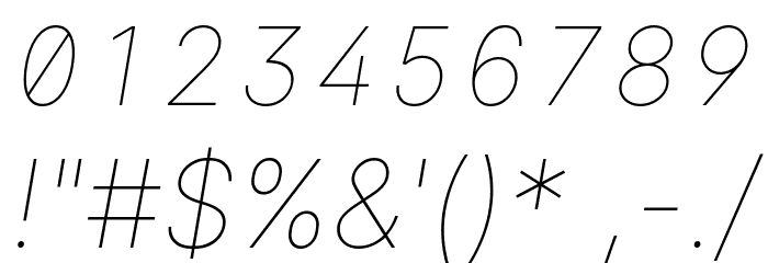 LinikSans-ThinItalic Font OTHER CHARS