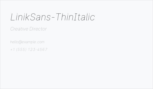 LinikSans-ThinItalic Business Card