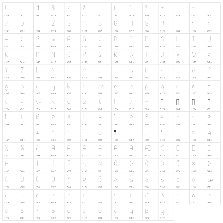 Linlegrey regular Character Map