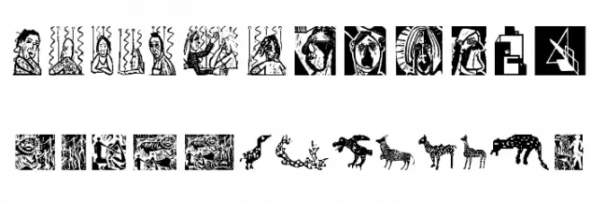 LinolCuts Schriftart Kleinbuchstaben